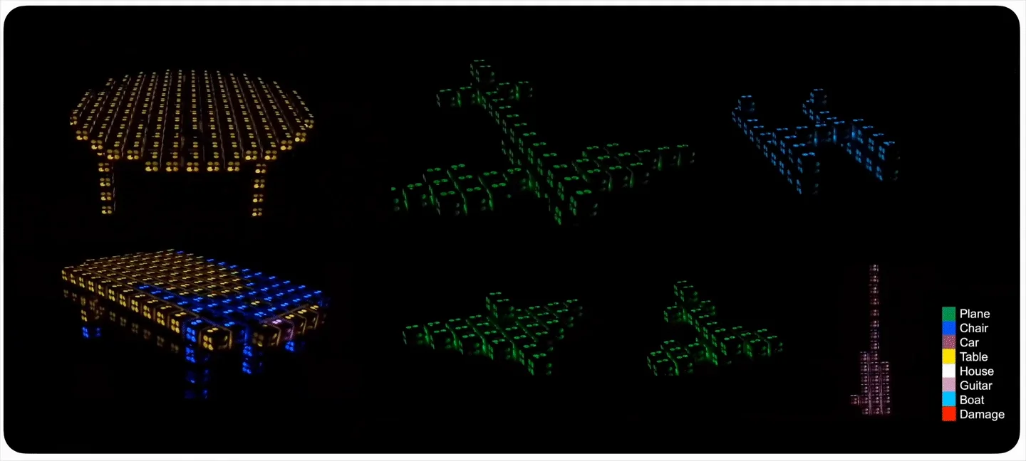Deux cents cubes autonomes découvrent leur forme sans supervision centrale